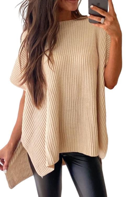 Oversized Ribbed Tan Sweater (Preorder)