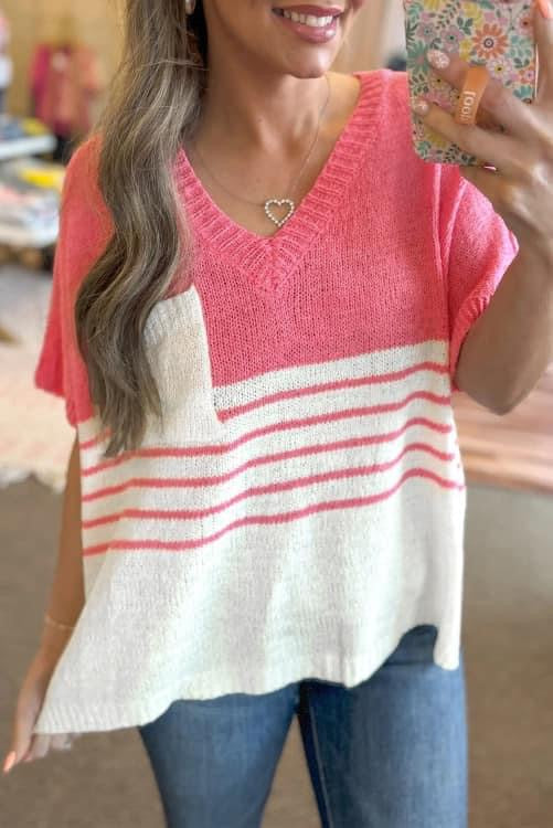 Pink and White Striped Knit (Preorder)