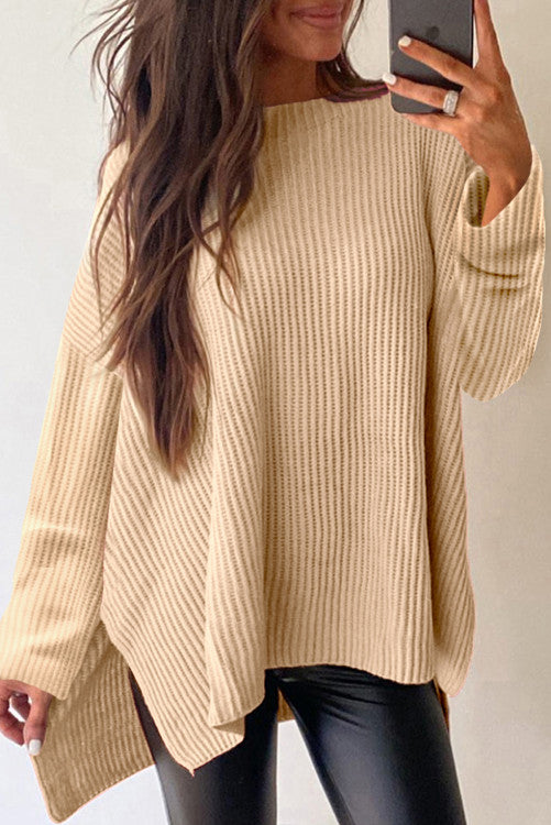 Oversized Ribbed Tan Sweater (Preorder)